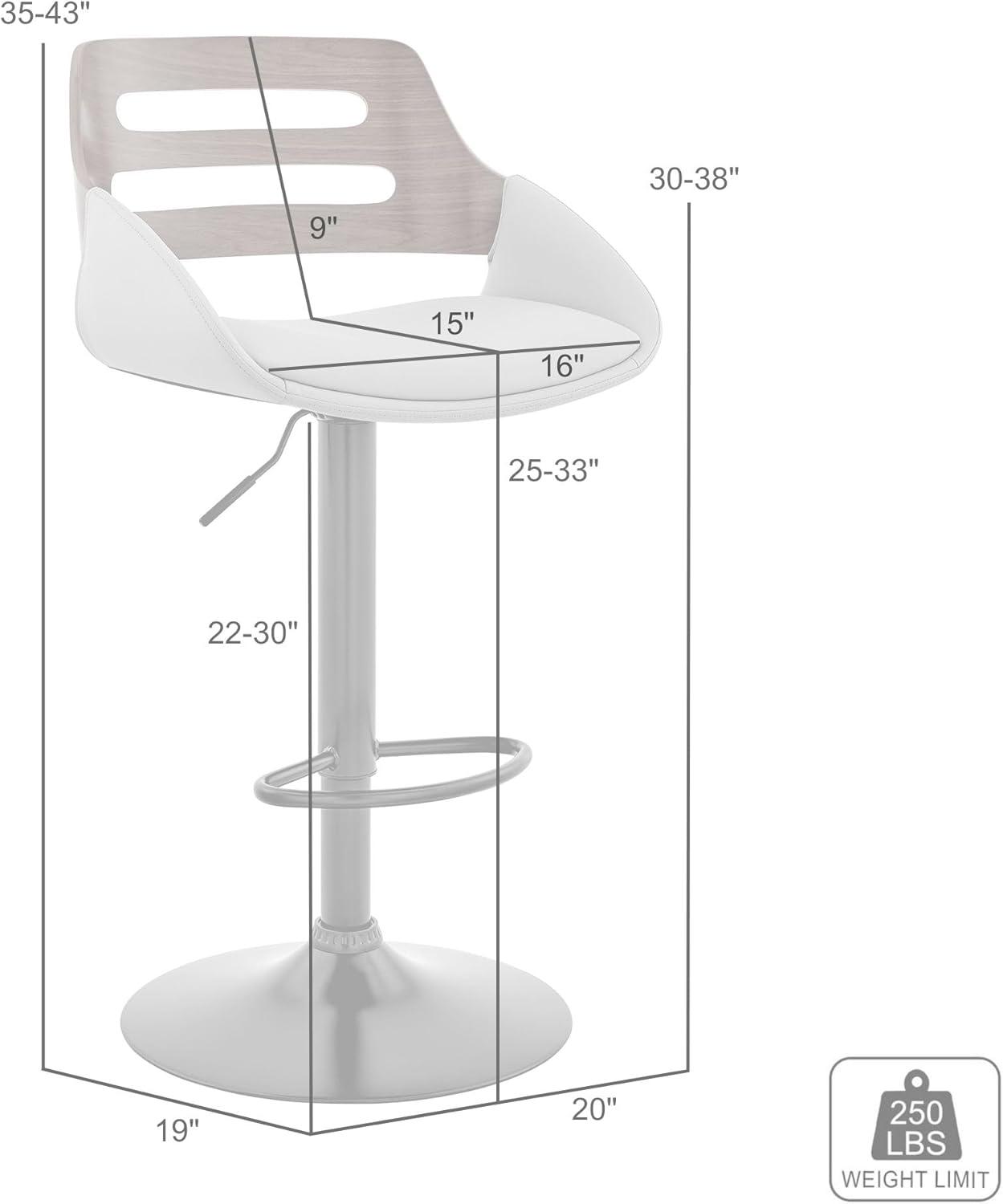 image:imageArmen Living London Modern Adjustable Height Swivel Black Faux Leather and Walnut Wood Bar Stool with Chrome Base for Kitchen Island CounterKarter