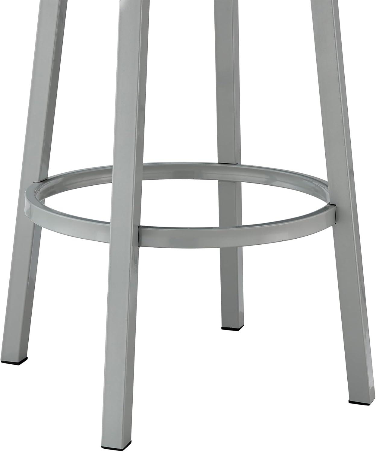 image:imageArmen Living Lorin Modern 30 Seat Height White Faux Leather and Silver Stainless Steel Metal Swivel Bar Stool for Kitchen Island Counter