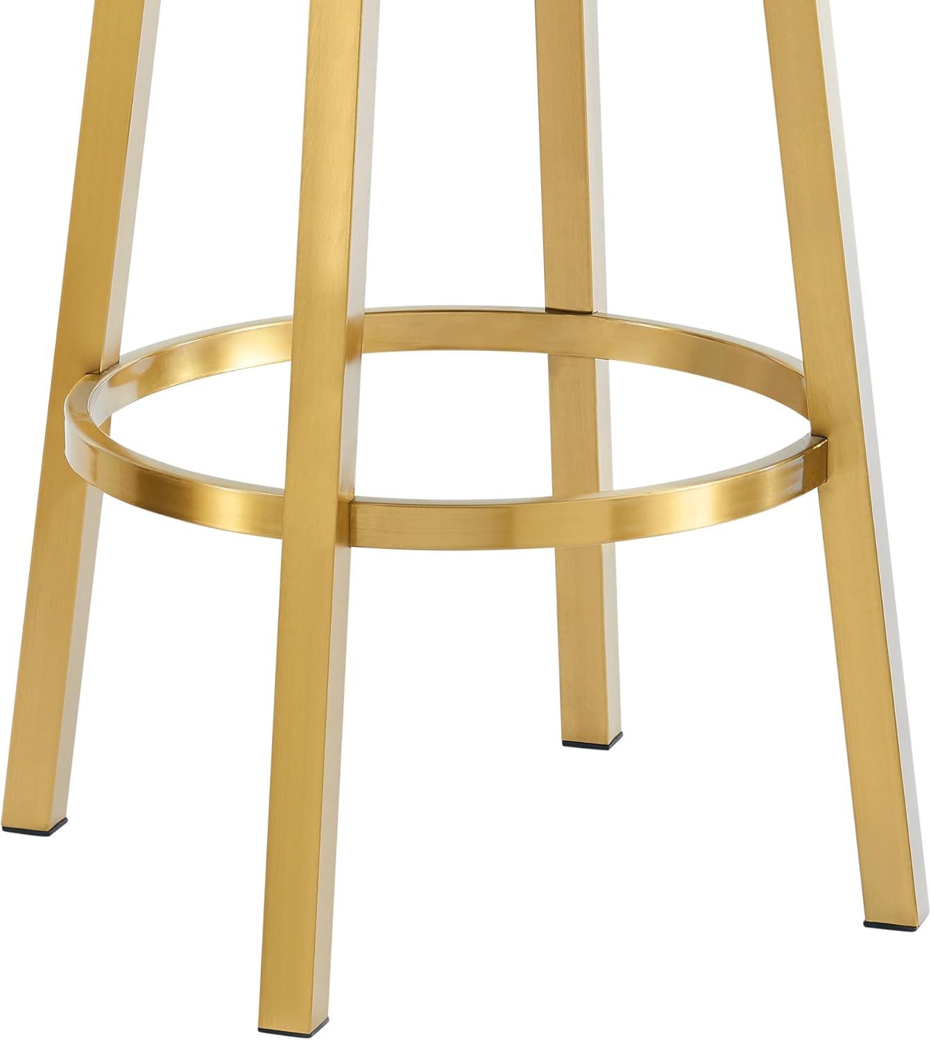 image:imageArmen Living Madrid 26 Seat Height Swivel Modern Vintage Gray Faux Leather and Gold Brushed Stainless Steel Bar Stool for Kitchen Island Counter