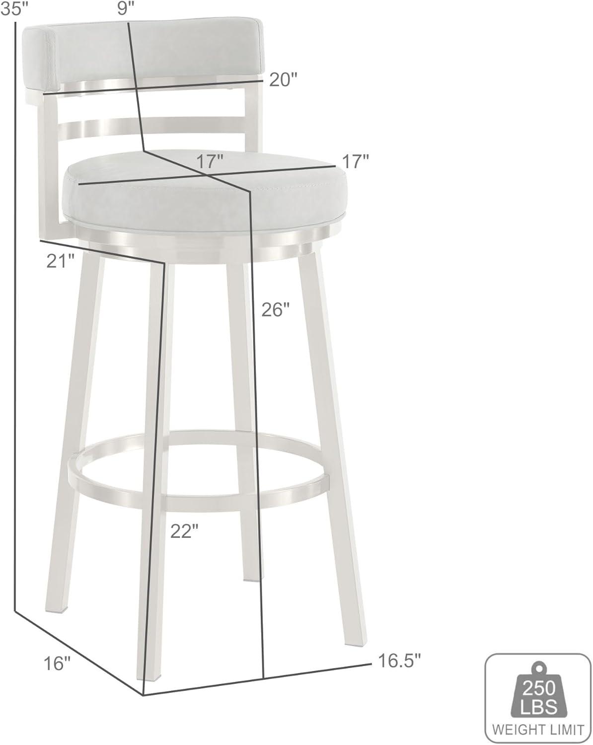 image:imageArmen Living Madrid 26 Seat Height Swivel Modern Vintage Gray Faux Leather and Gold Brushed Stainless Steel Bar Stool for Kitchen Island Counter