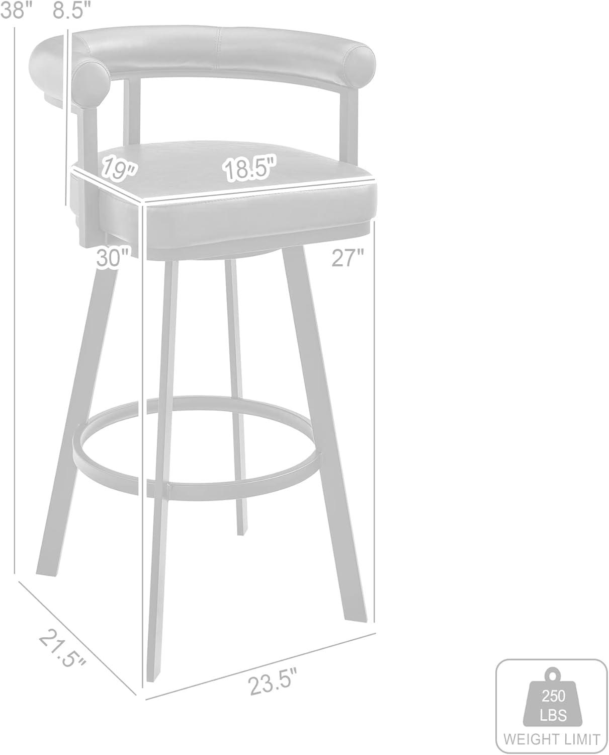 image:imageArmen Living Magnolia Swivel Counter Stool in Brushed Stainless Steel with Light Grey Faux LeatherBlack