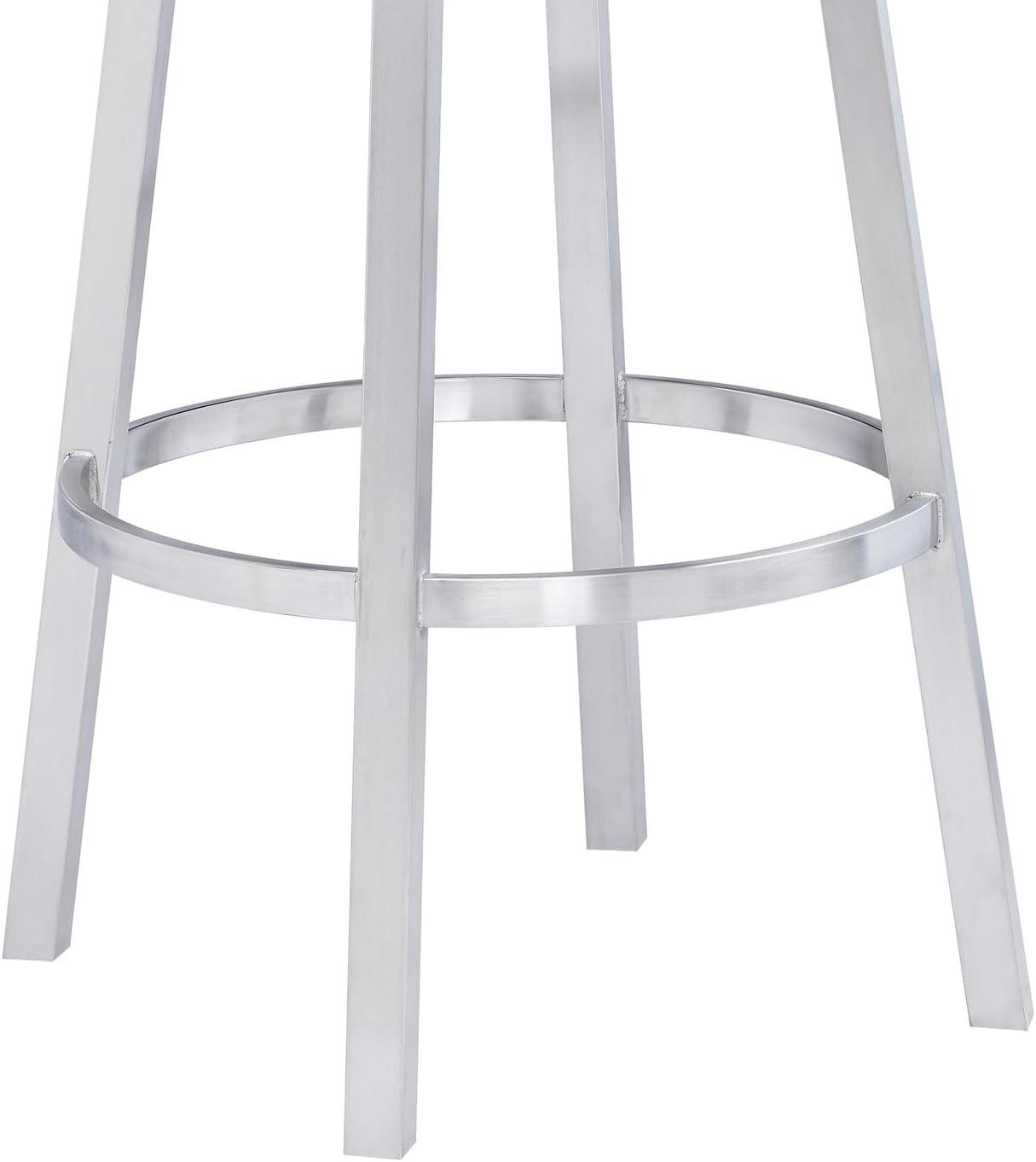 image:imageArmen Living Mardrid LCMABABSGR26 Counter Chair Gray 360 Rotation Stainless Steel Faux Leather Seat Seat Height 260 inches 66 cmBlackStainless Steel