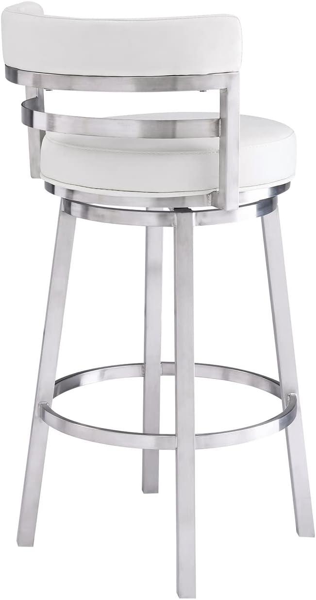 image:imageArmen Living Mardrid LCMABABSGR26 Counter Chair Gray 360 Rotation Stainless Steel Faux Leather Seat Seat Height 260 inches 66 cmWhiteStainless Steel