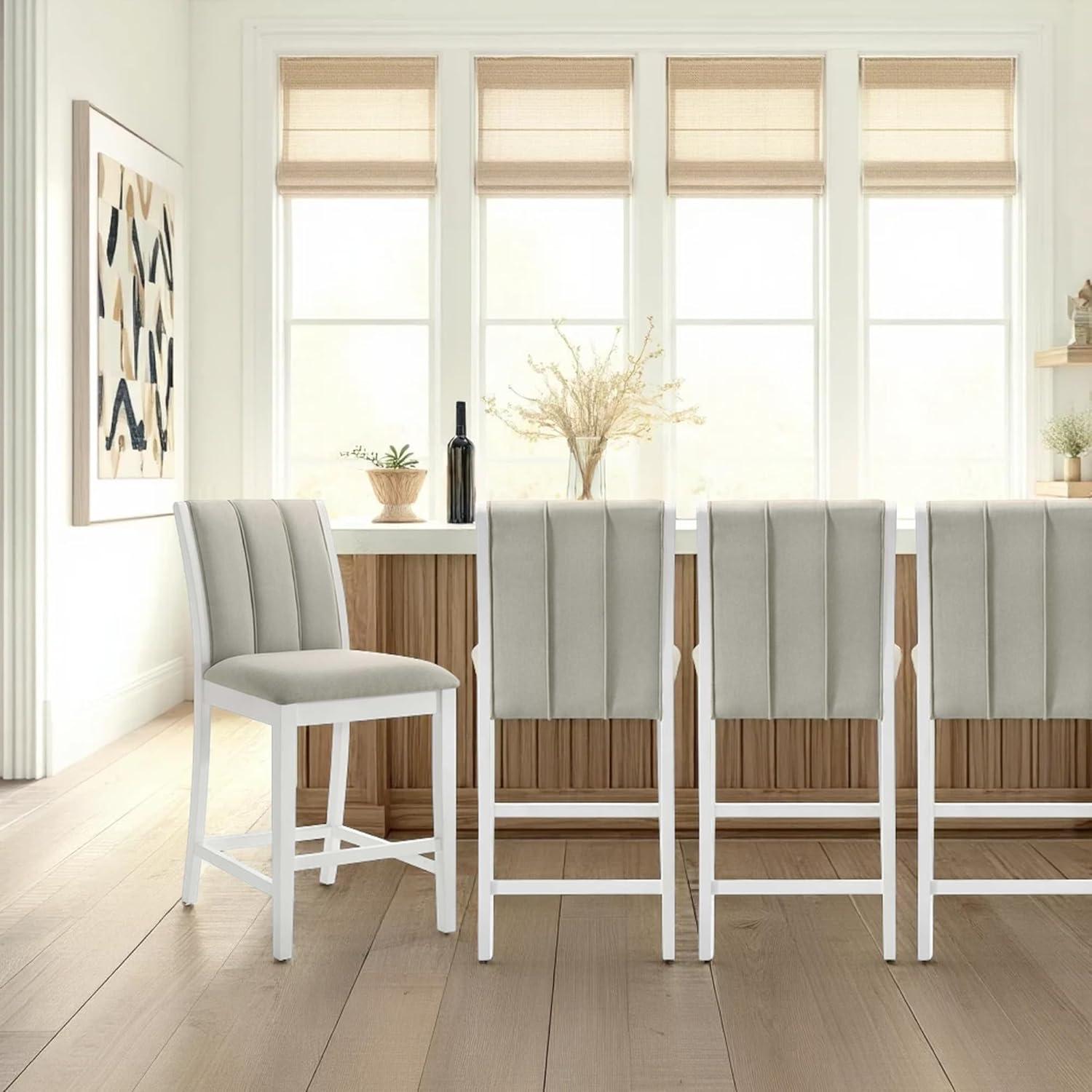 image:imageArmen Living Nolan 30 in Dark Roast Bar Height Rubberwood Barstool with Grey Fabric Seat Set of 4Fog