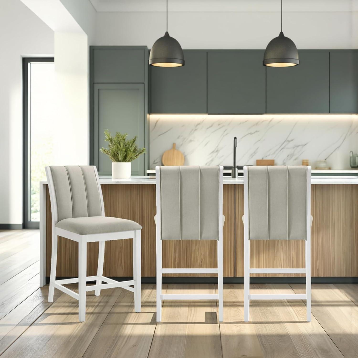 image:imageArmen Living Nolan 30 in Dark Roast Bar Height Rubberwood Barstool with Grey Fabric Seat Set of 4Fog