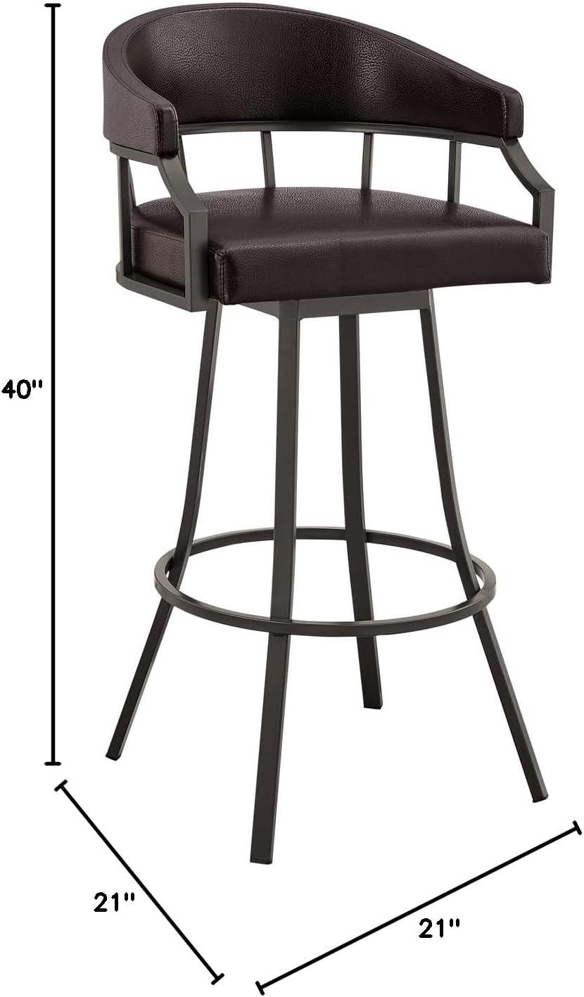 image:imageArmen Living Palmdale 26 Swivel Modern Black Faux Leather Bar and Counter Stool in Brushed Stainless Steel FinishBrownJava Brown
