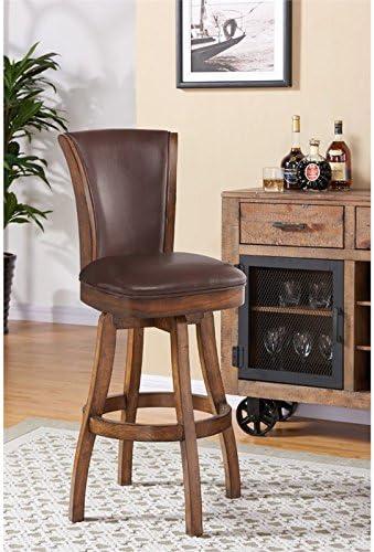 image:imageArmen Living Raleigh 26 Counter Height Swivel Barstool in Kahlua Faux Leather and Chestnut Wood Finish