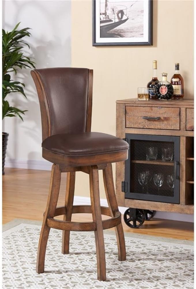 image:imageArmen Living Raleigh 26 Counter Height Swivel Barstool in Kahlua Faux Leather and Chestnut Wood Finish