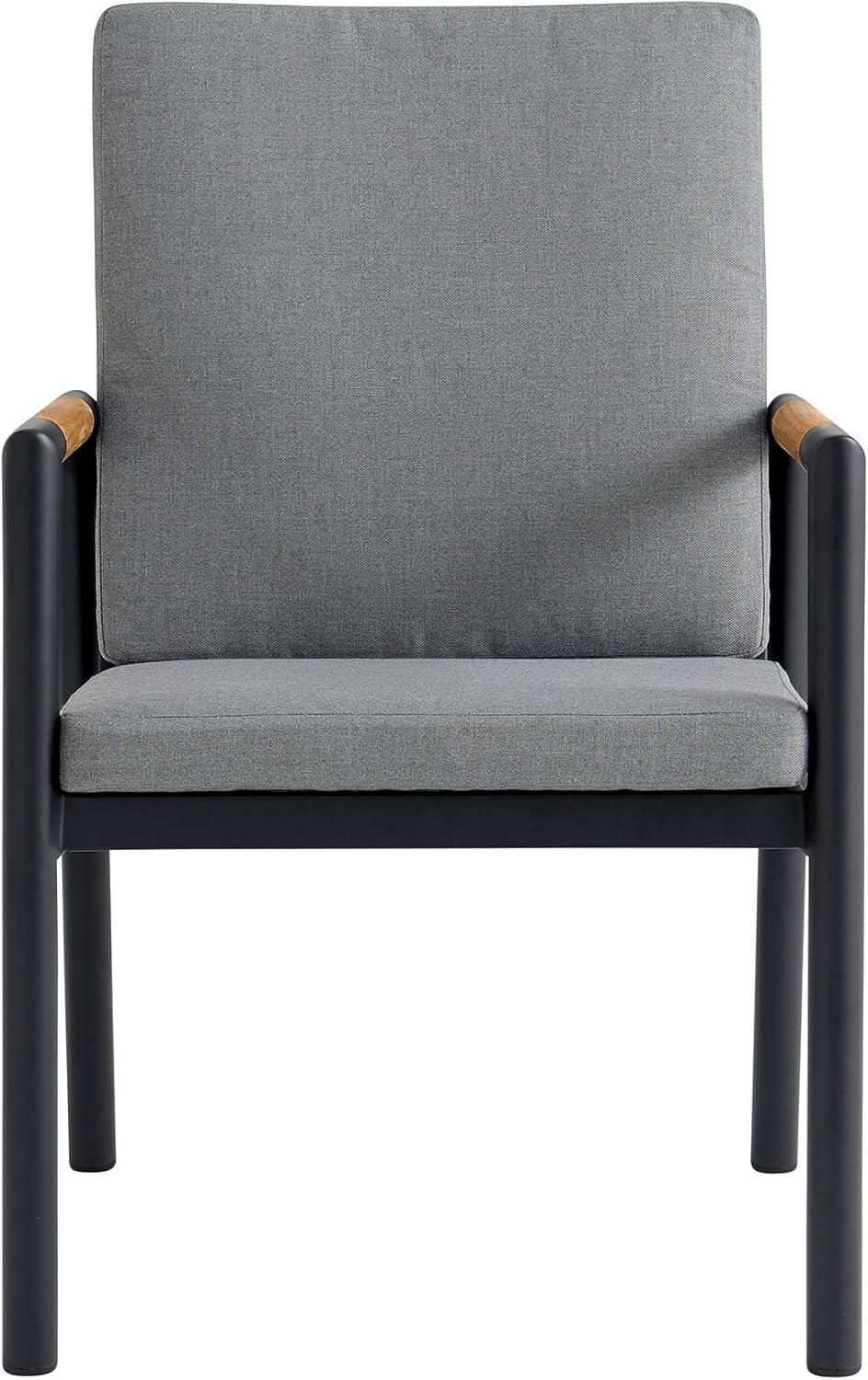 image:imageArmen Living Royal Black Aluminum and Teak Outdoor Dining Chair with Dark Gray Fabric Set of 2