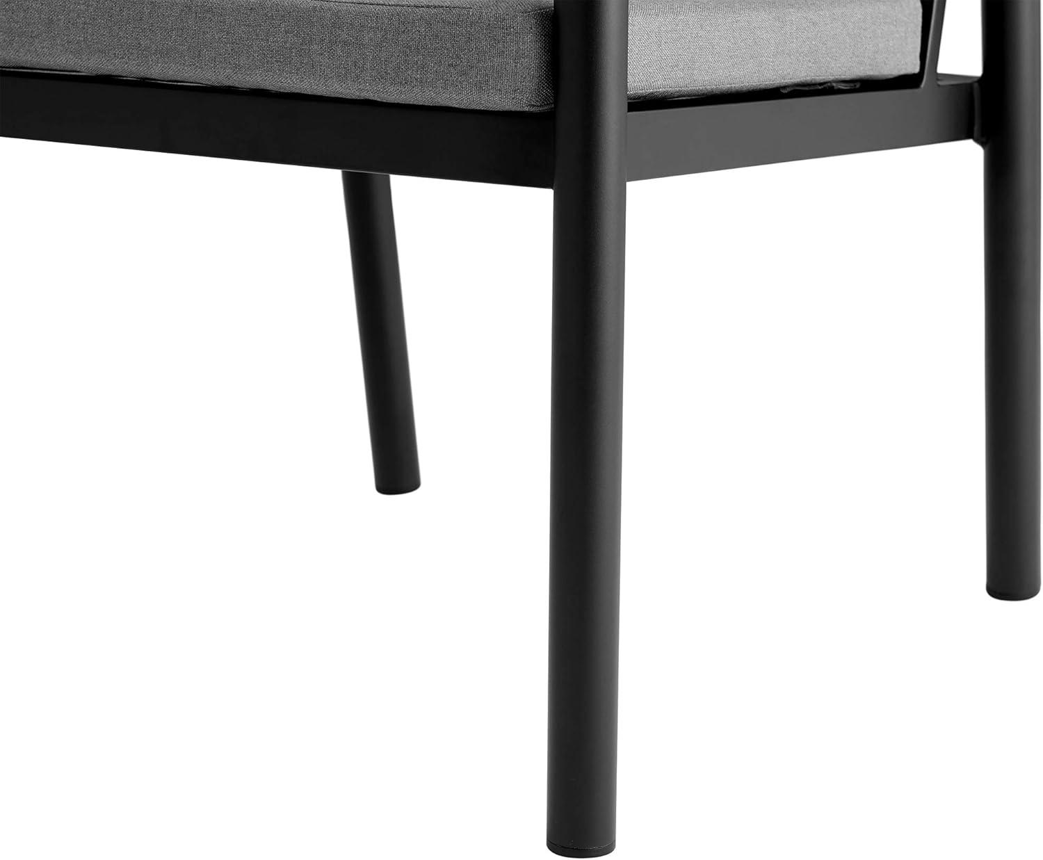 image:imageArmen Living Royal Black Aluminum and Teak Outdoor Dining Chair with Dark Gray Fabric Set of 2