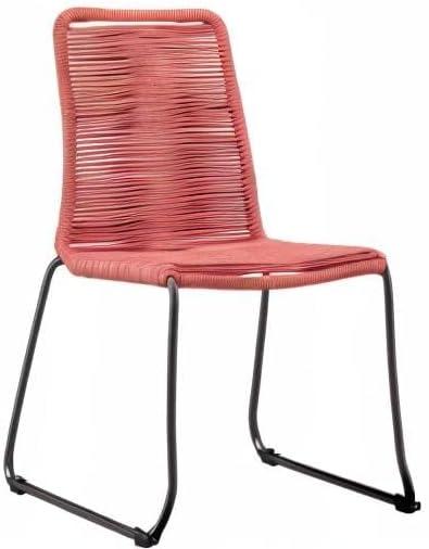 image:imageArmen Living Shasta Modern Outdoor Patio Metal and Rope Stackable Dining Chair Set of 2 GrayBrick Red