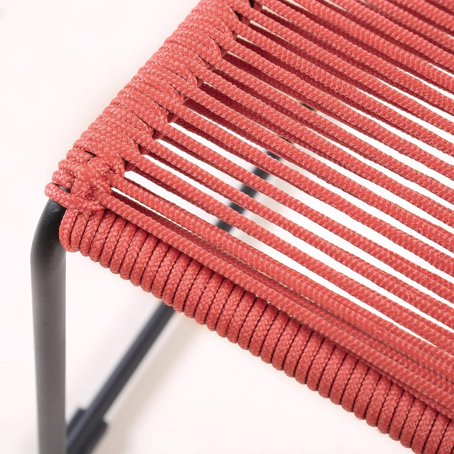 image:imageArmen Living Shasta Modern Outdoor Patio Metal and Rope Stackable Dining Chair Set of 2 GrayBrick Red
