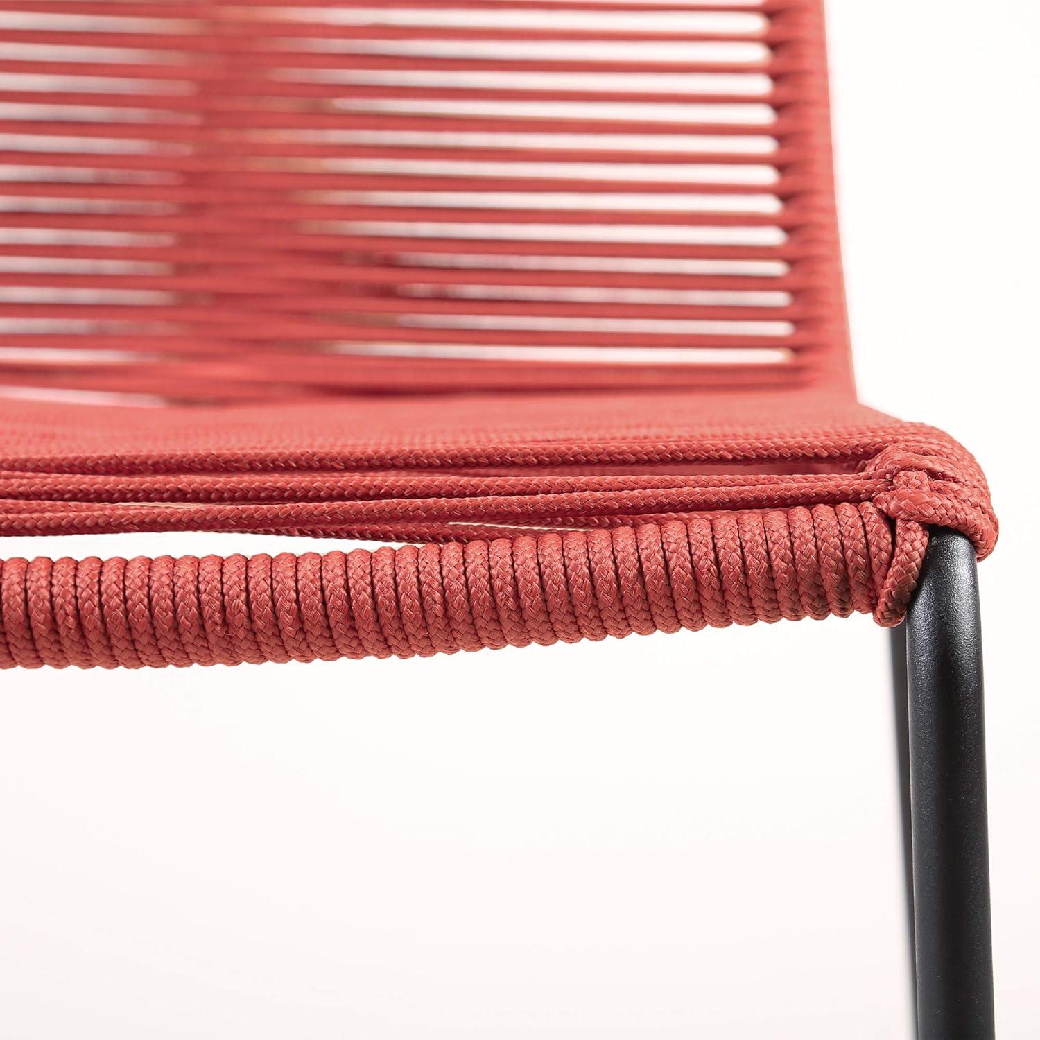 image:imageArmen Living Shasta Modern Outdoor Patio Metal and Rope Stackable Dining Chair Set of 2 GrayBrick Red