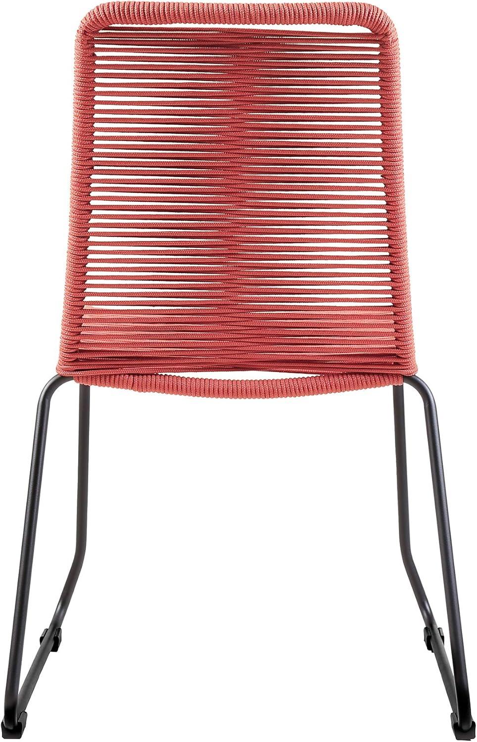 image:imageArmen Living Shasta Modern Outdoor Patio Metal and Rope Stackable Dining Chair Set of 2 GrayBrick Red