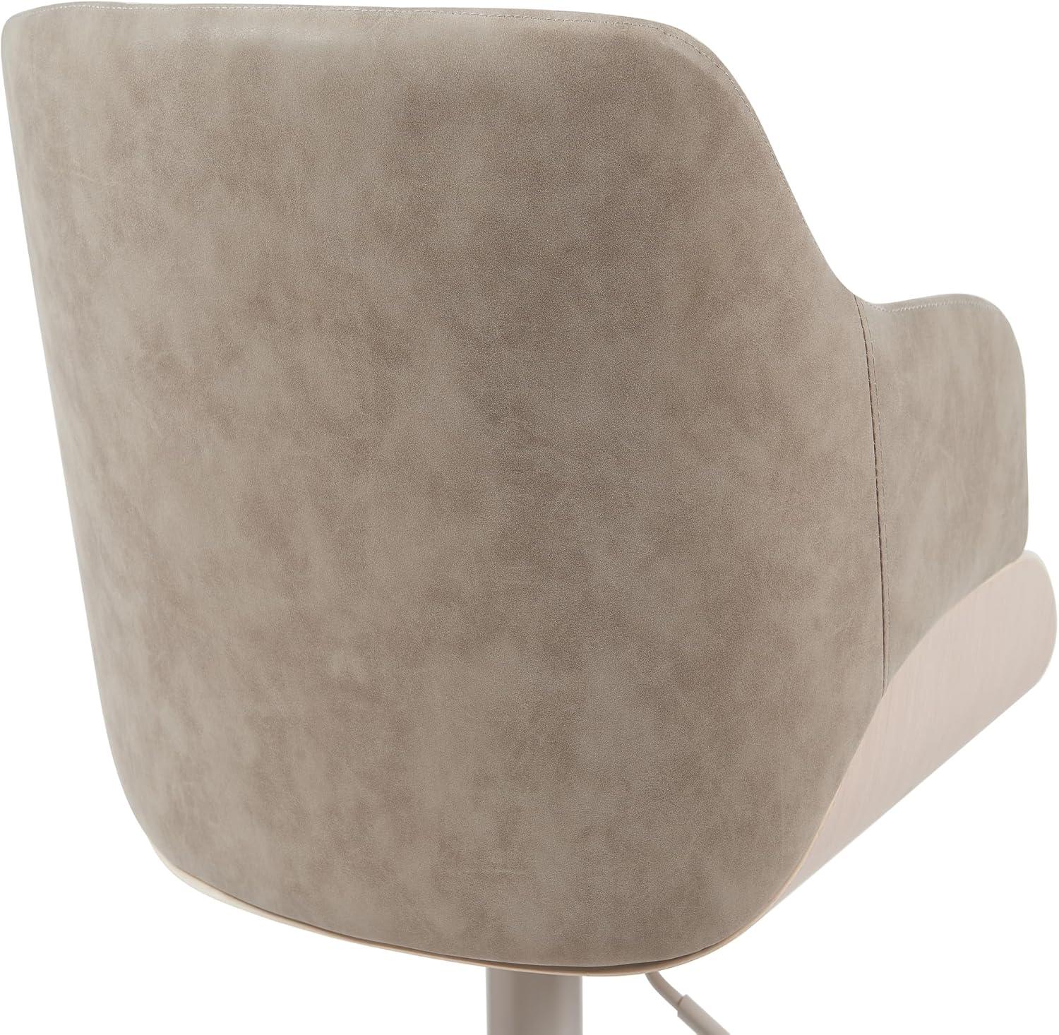 image:imageArmen Living Toby Swivel Adjustable Height Barstool in Taupe Fabric Upholstered Seat and Ivory Finish with Pale Wood AccentsTaupeIvory