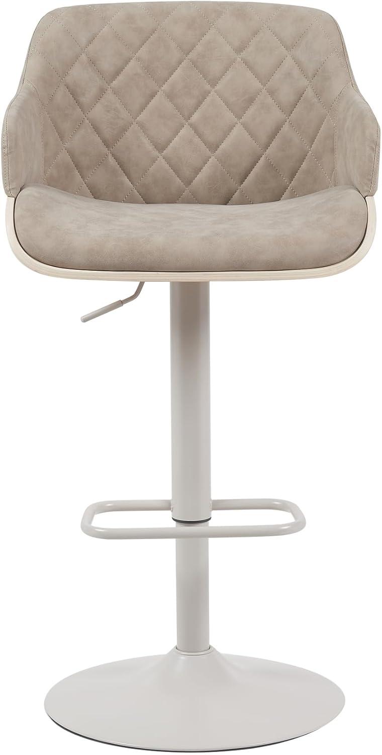 image:imageArmen Living Toby Swivel Adjustable Height Barstool in Taupe Fabric Upholstered Seat and Ivory Finish with Pale Wood AccentsTaupeIvory