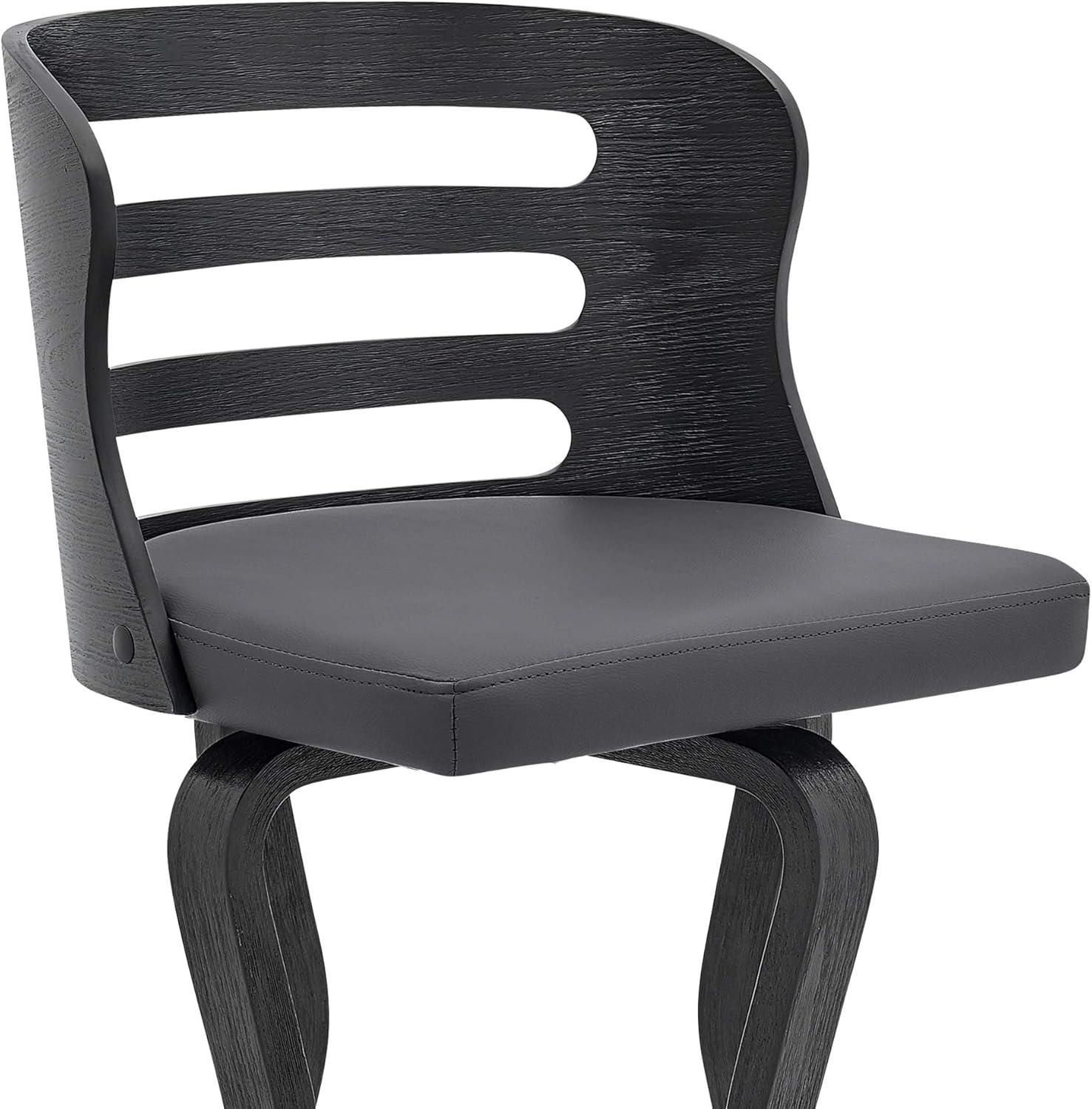image:imageArmen Living Verne 30 Swivel Gray Faux Leather and Walnut Wood Bar StoolBlackGray