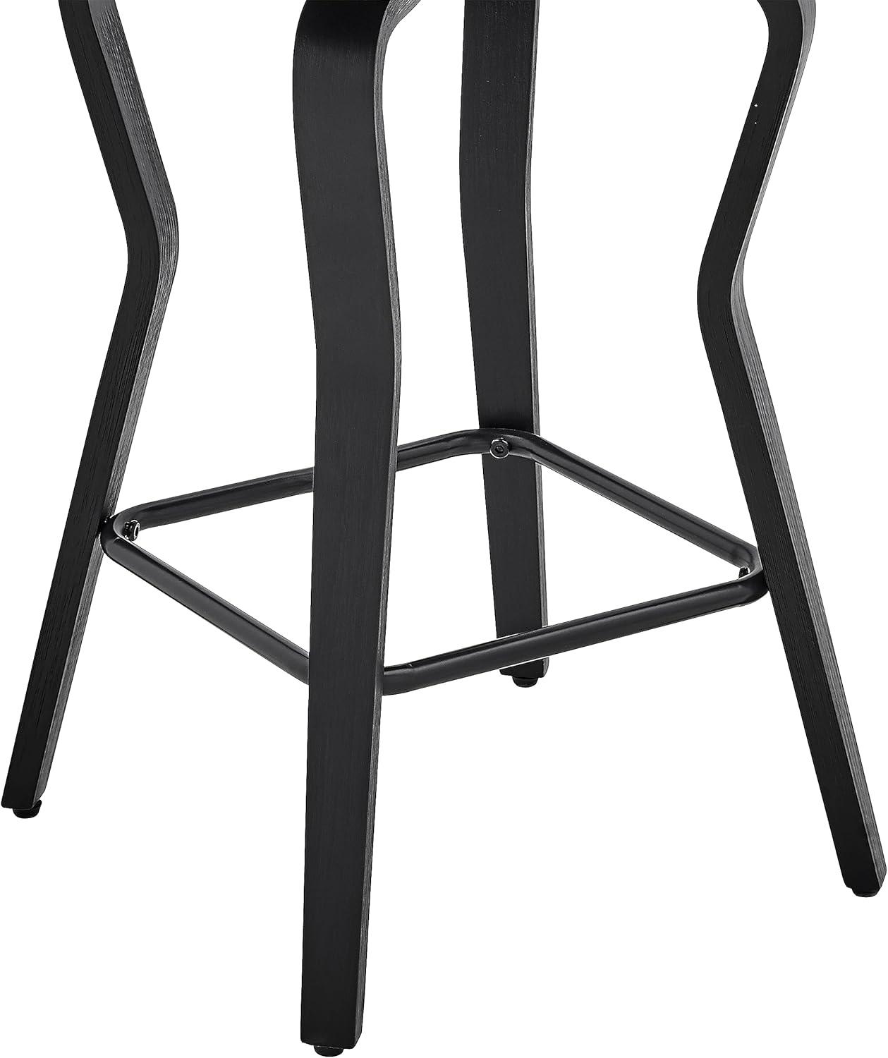 image:imageArmen Living Verne 30 Swivel Gray Faux Leather and Walnut Wood Bar StoolBlackGray