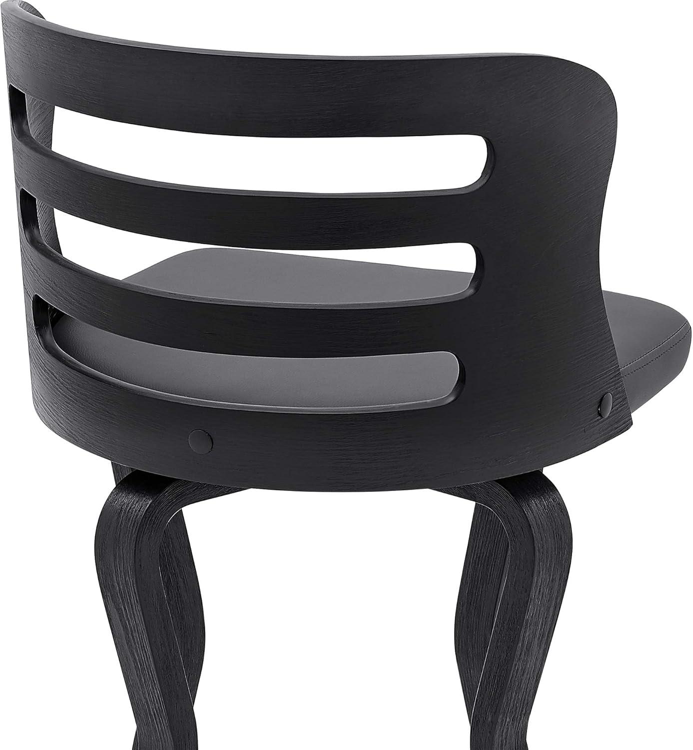 image:imageArmen Living Verne 30 Swivel Gray Faux Leather and Walnut Wood Bar StoolBlackGray
