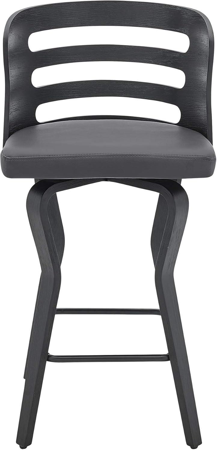 image:imageArmen Living Verne 30 Swivel Gray Faux Leather and Walnut Wood Bar StoolBlackGray