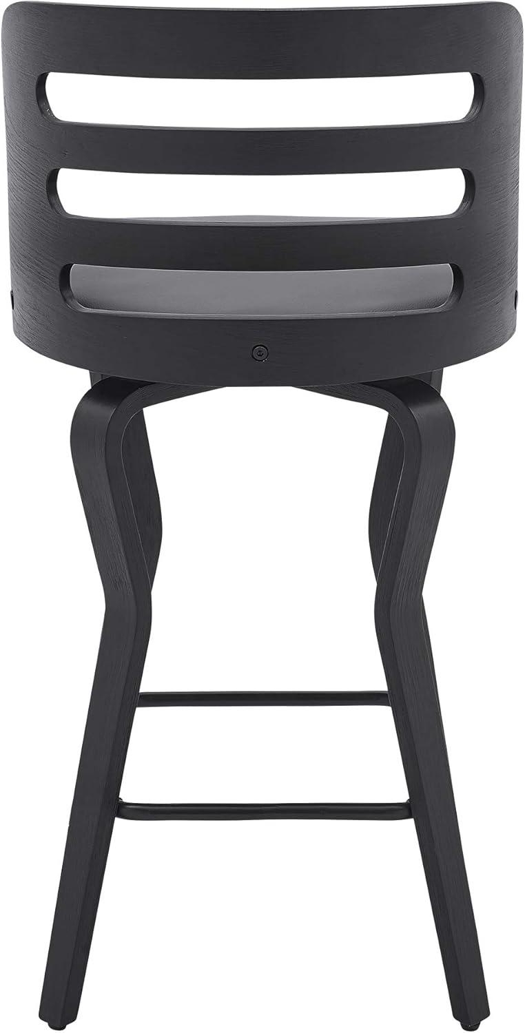 image:imageArmen Living Verne 30 Swivel Gray Faux Leather and Walnut Wood Bar StoolBlackGray