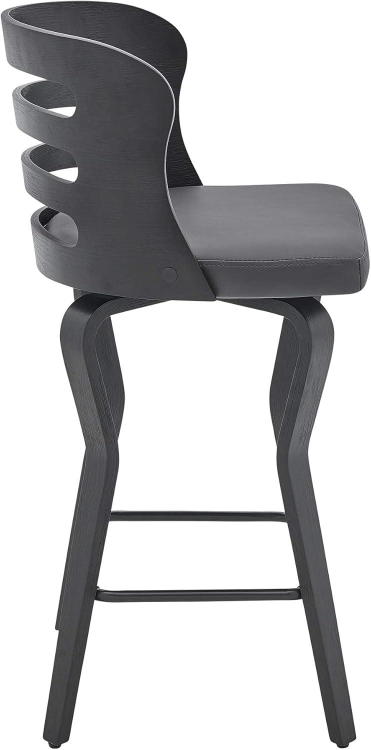 image:imageArmen Living Verne 30 Swivel Gray Faux Leather and Walnut Wood Bar StoolBlackGray