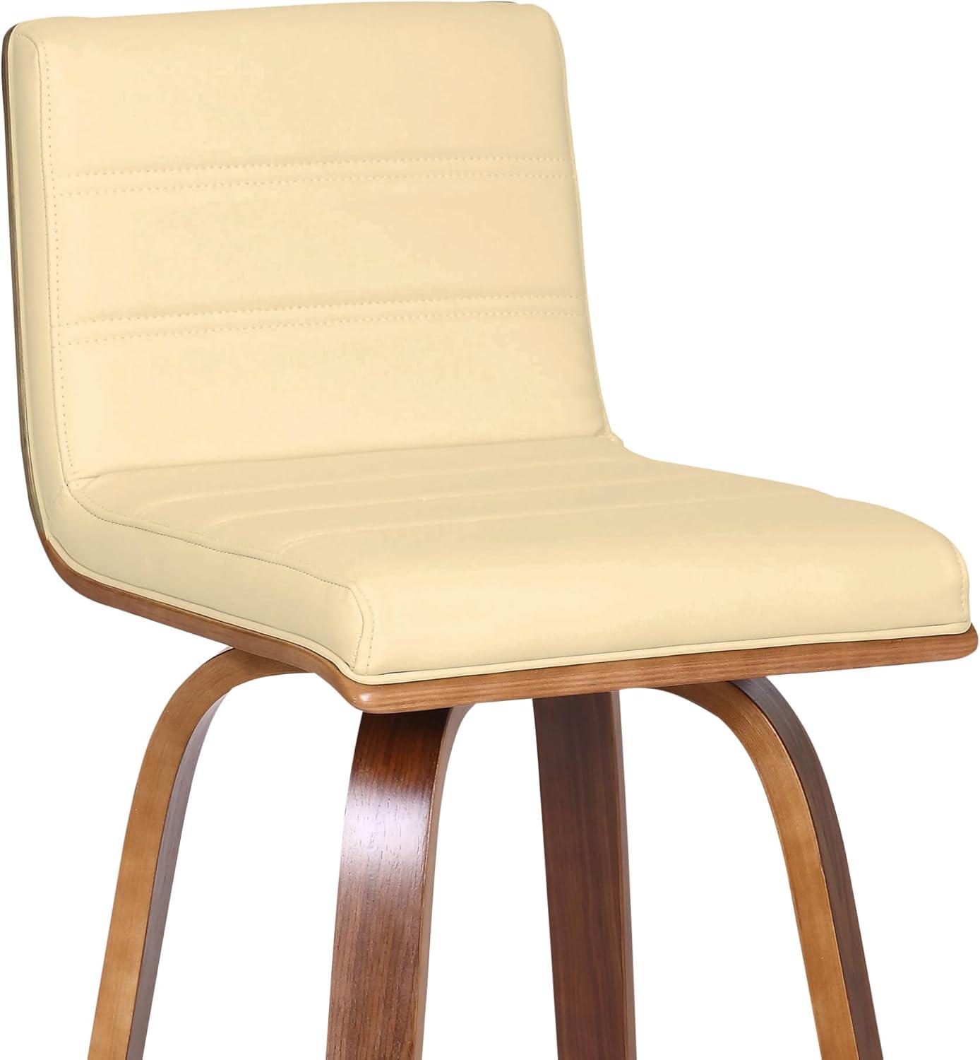 image:imageArmen Living Vienna Modern Swivel 30 Bar Height Barstool with White Faux Leather and Patterned Oak Wood FinishCream Faux LeatherWalnut