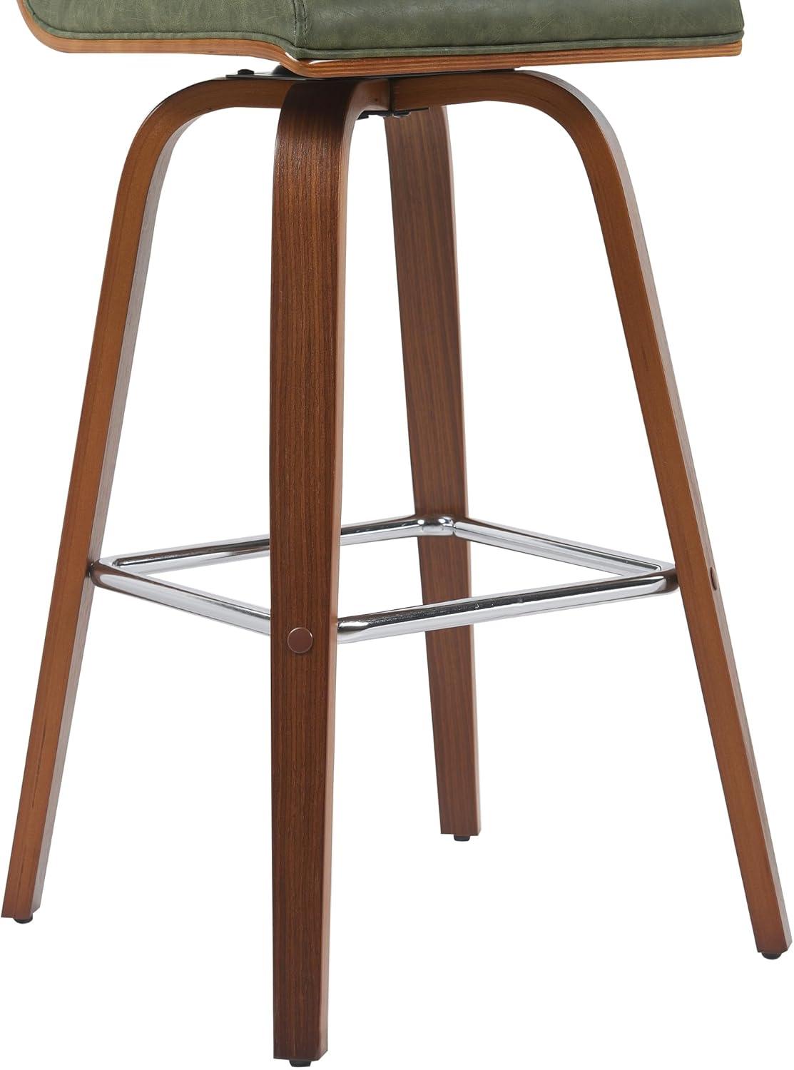 image:imageArmen Living Vienna Modern Swivel 30 Bar Height Barstool with White Faux Leather and Patterned Oak Wood FinishVintage Green Faux LeatherWalnut