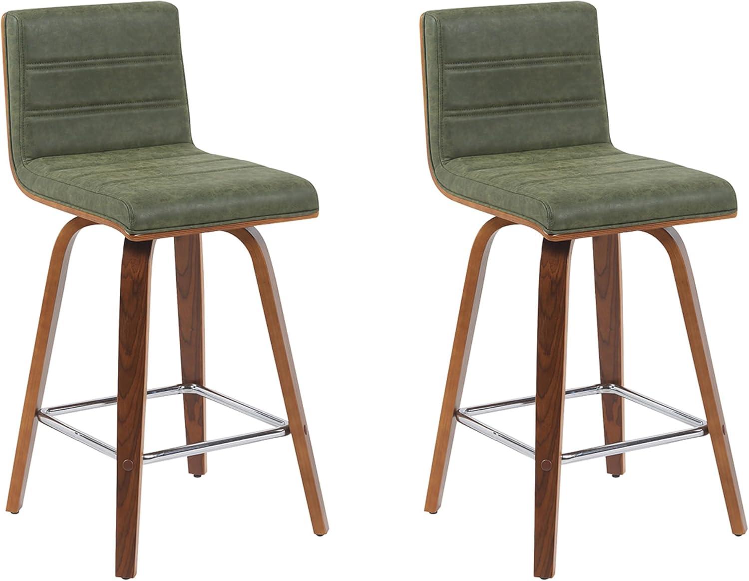 image:imageArmen Living Vienna Modern Swivel 30 Bar Height Barstool with White Faux Leather and Patterned Oak Wood FinishVintage Green Faux LeatherWalnut