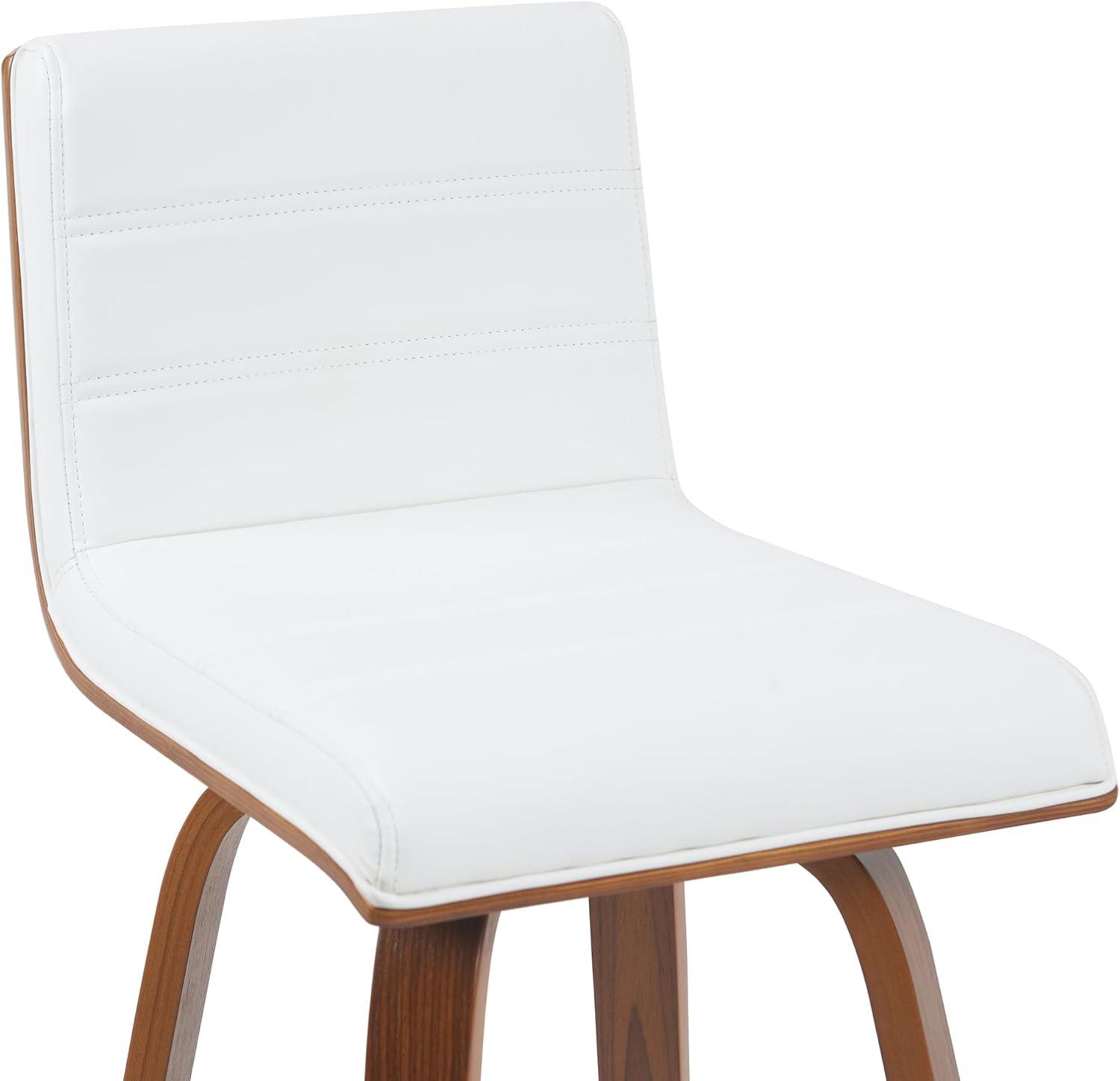 image:imageArmen Living Vienna Modern Swivel 30 Bar Height Barstool with White Faux Leather and Patterned Oak Wood FinishWhite Faux LeatherWalnut