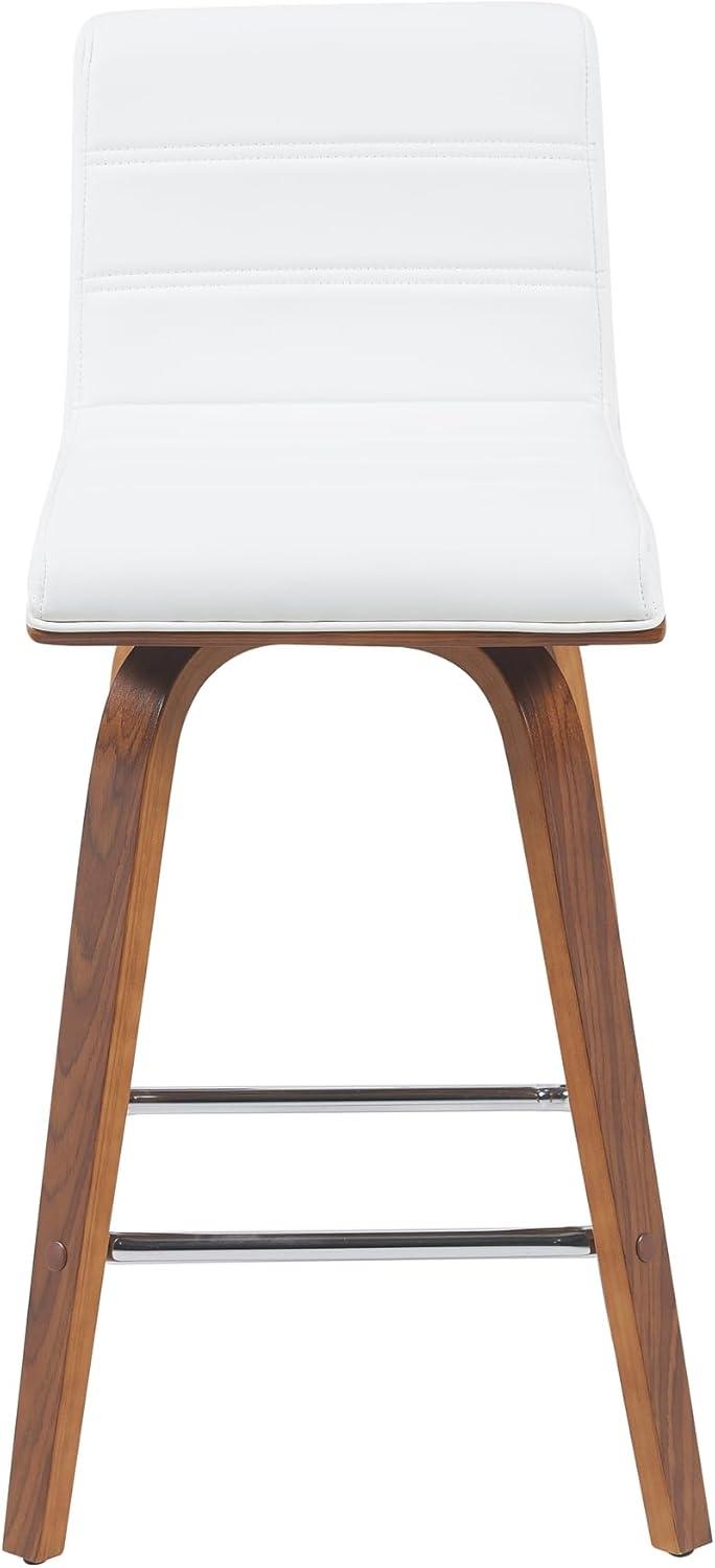 image:imageArmen Living Vienna Modern Swivel 30 Bar Height Barstool with White Faux Leather and Patterned Oak Wood FinishWhite Faux LeatherWalnut