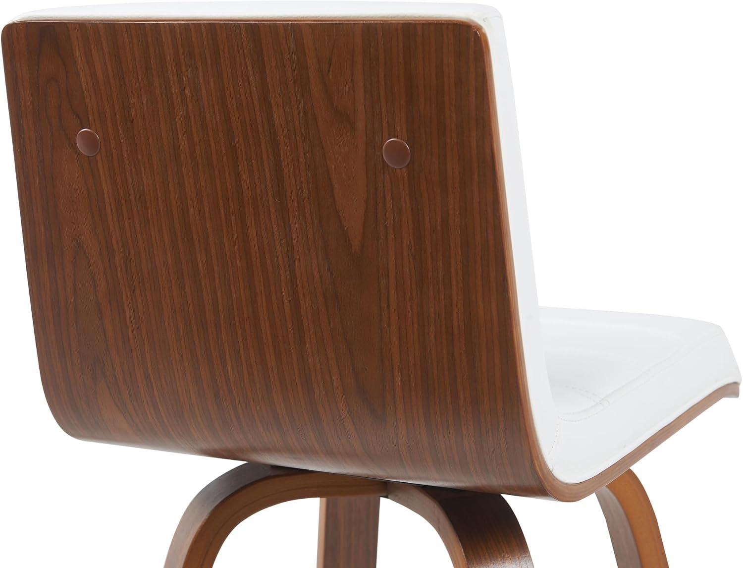 image:imageArmen Living Vienna Modern Swivel 30 Bar Height Barstool with White Faux Leather and Patterned Oak Wood FinishWhite Faux LeatherWalnut