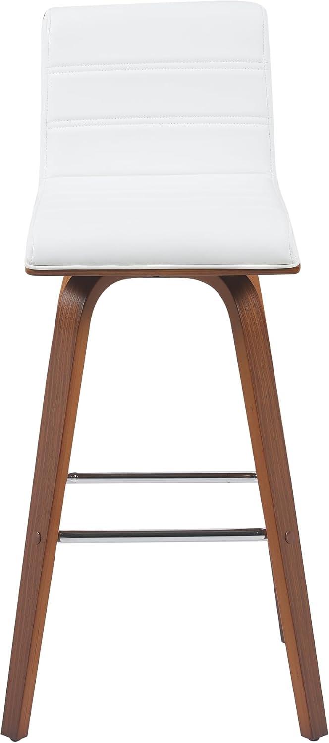 image:imageArmen Living Vienna Modern Swivel 30 Bar Height Barstool with White Faux Leather and Patterned Oak Wood FinishWhite Faux LeatherWalnut
