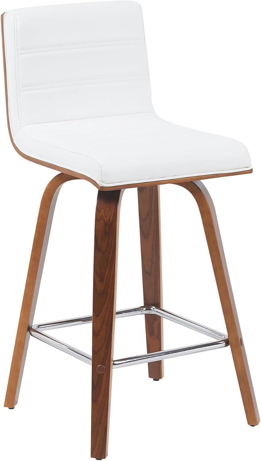 image:imageArmen Living Vienna Modern Swivel 30 Bar Height Barstool with White Faux Leather and Patterned Oak Wood FinishWhite Faux LeatherWalnut