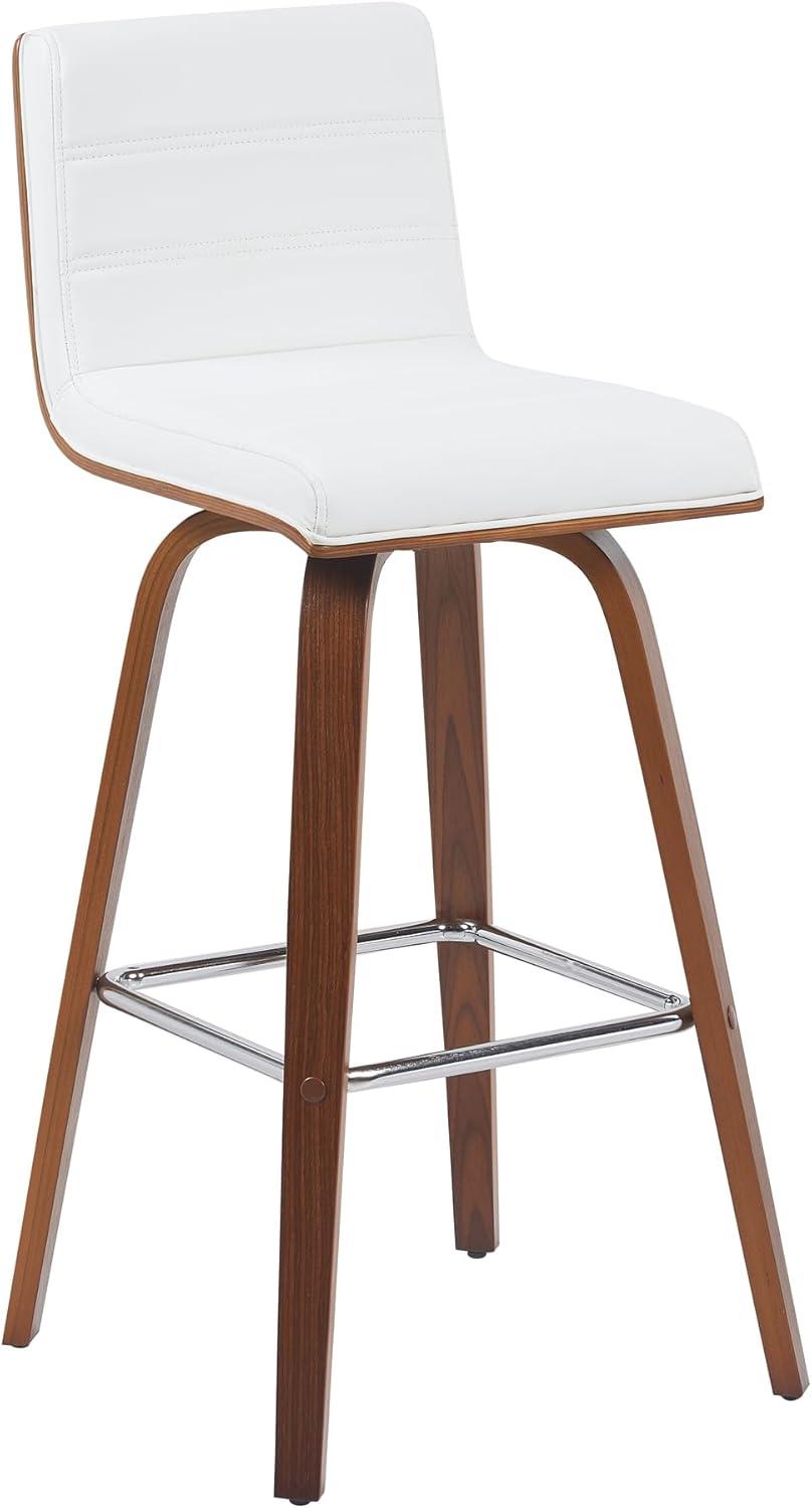 image:imageArmen Living Vienna Modern Swivel 30 Bar Height Barstool with White Faux Leather and Patterned Oak Wood FinishWhite Faux LeatherWalnut