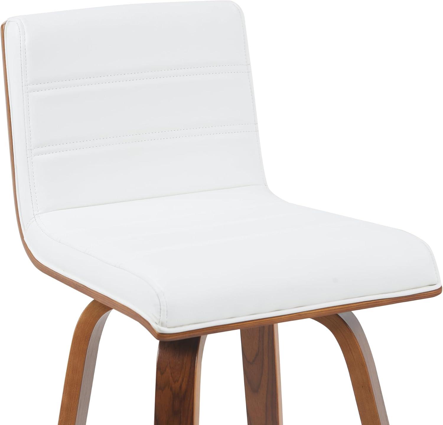 image:imageArmen Living Vienna Modern Swivel 30 Bar Height Barstool with White Faux Leather and Patterned Oak Wood FinishWhite Faux LeatherWalnut