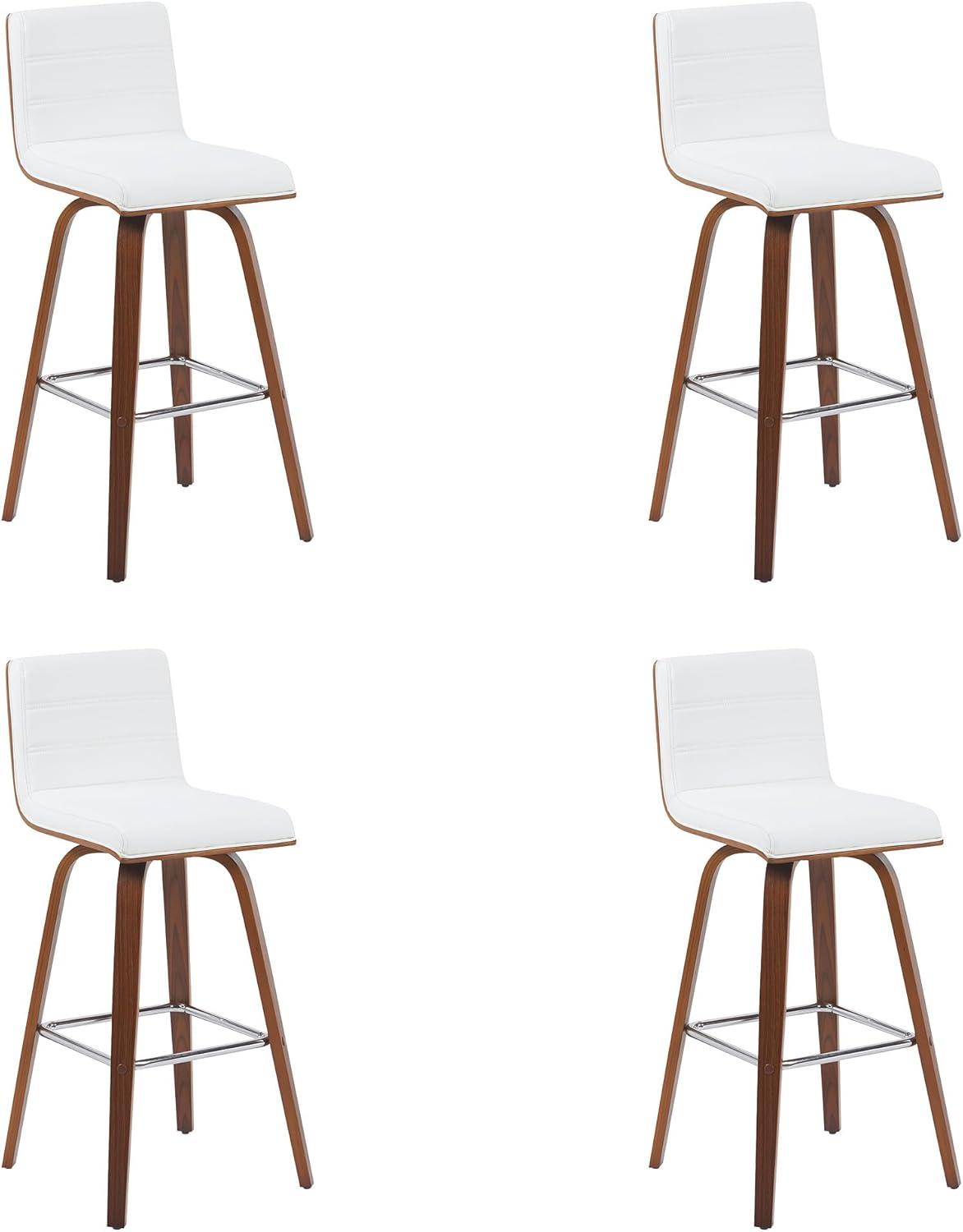 image:imageArmen Living Vienna Modern Swivel 30 Bar Height Barstool with White Faux Leather and Patterned Oak Wood FinishWhite Faux LeatherWalnut