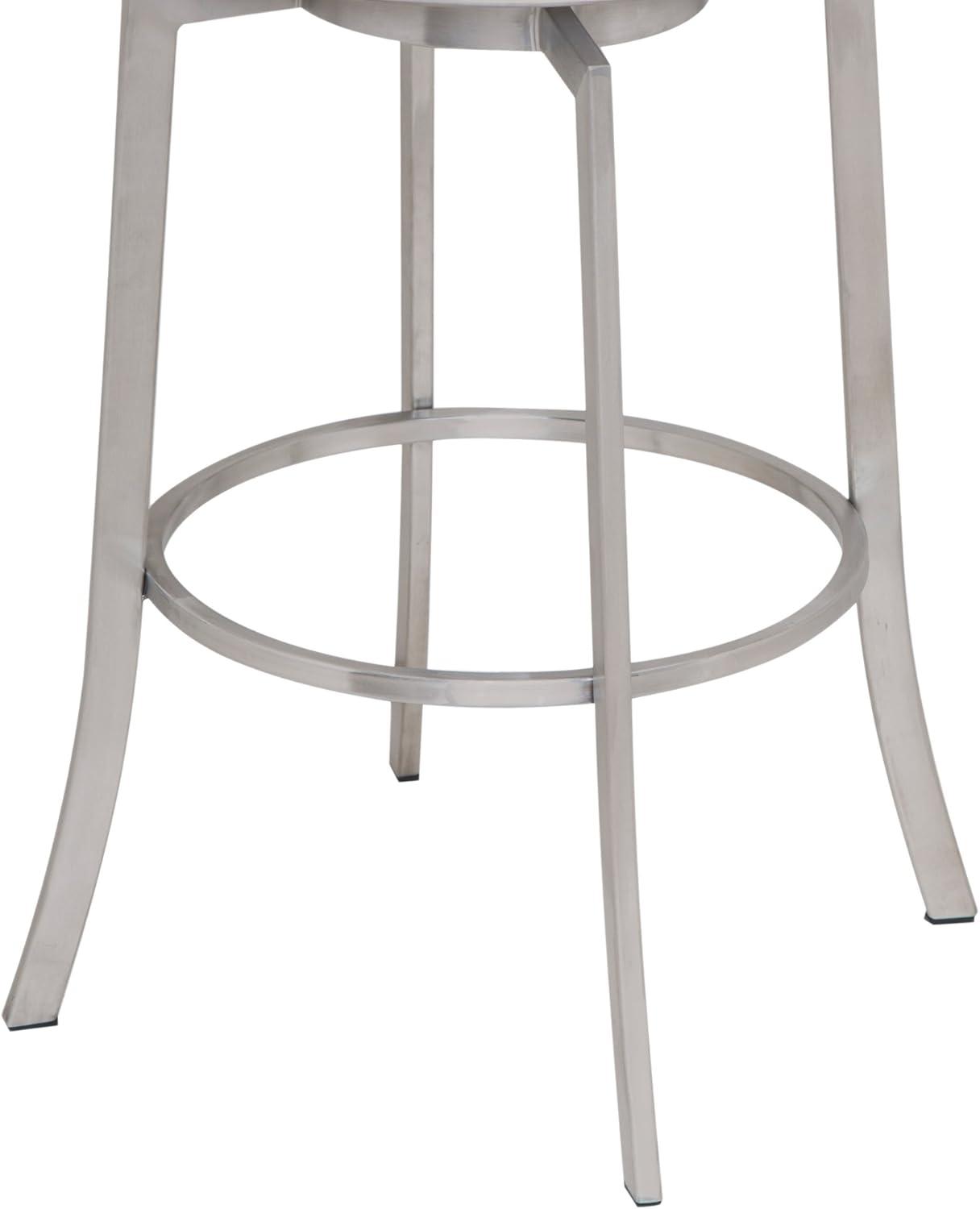 image:imageArmen Living Viper 26 Counter Height Swivel Barstool in White Faux Leather and Brushed Stainless Steel Finish