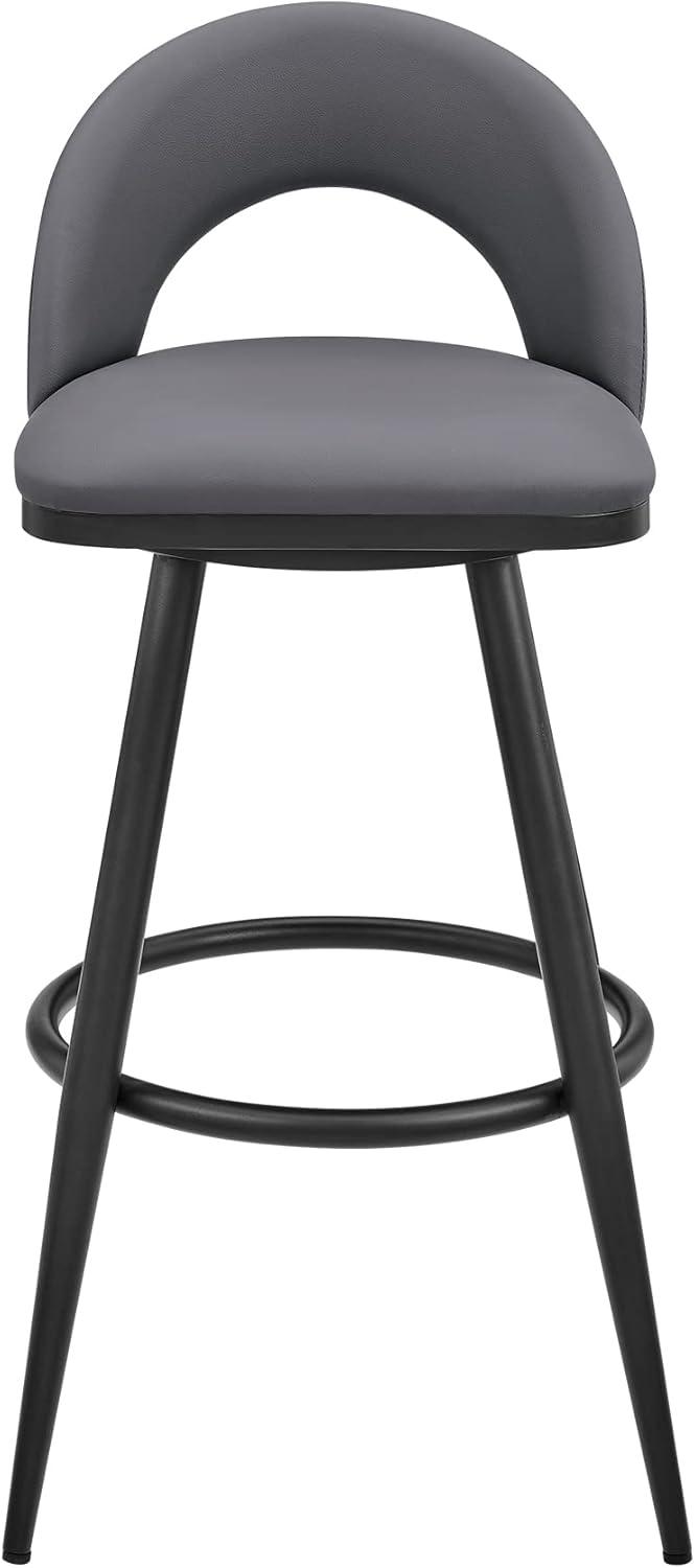 image:imageCharlotte Swivel Bar Stool in Brushed Stainless Steel with White Faux LeatherGrey