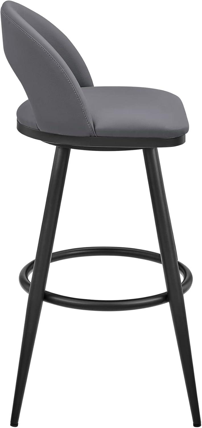 image:imageCharlotte Swivel Bar Stool in Brushed Stainless Steel with White Faux LeatherGrey