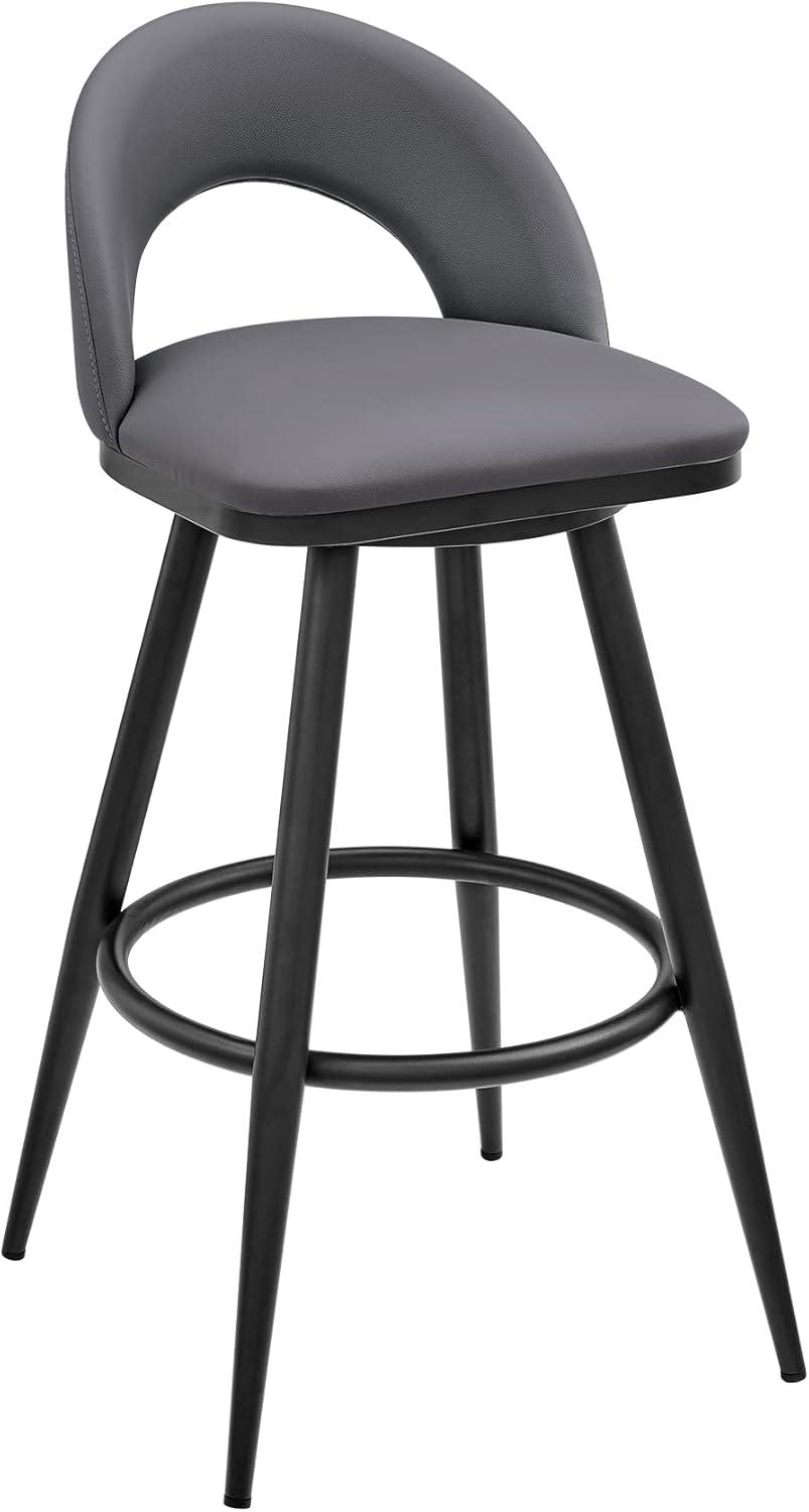 image:imageCharlotte Swivel Bar Stool in Brushed Stainless Steel with White Faux LeatherGrey