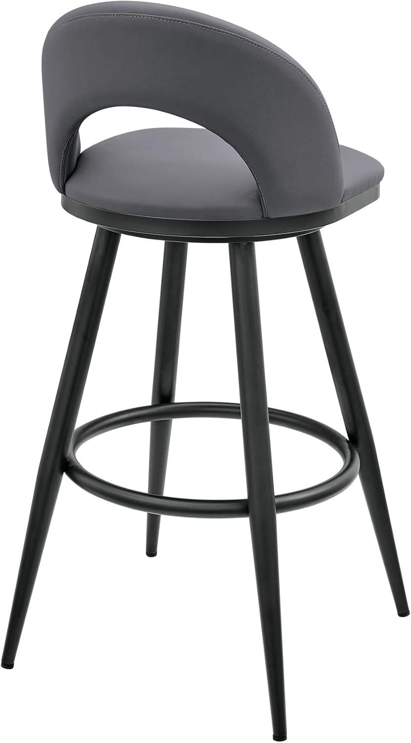 image:imageCharlotte Swivel Bar Stool in Brushed Stainless Steel with White Faux LeatherGrey