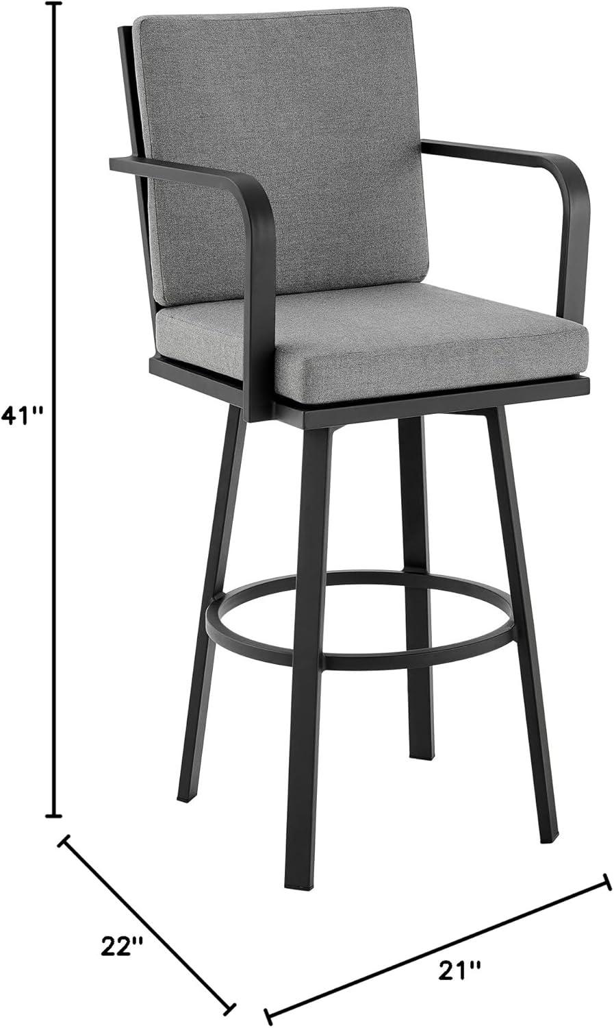 image:imageDon 30 Outdoor Patio Swivel Bar Stool in Brown Aluminum with CushionsBlack Aluminum