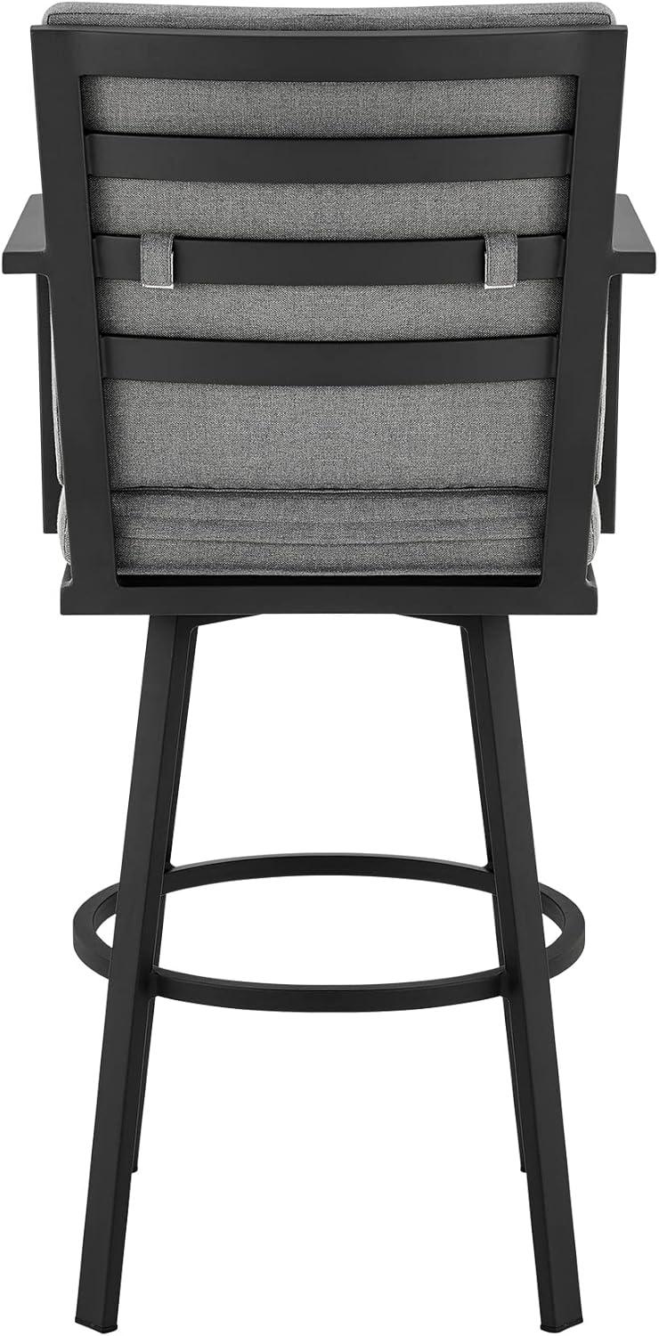 image:imageDon 30 Outdoor Patio Swivel Bar Stool in Brown Aluminum with CushionsBlack Aluminum