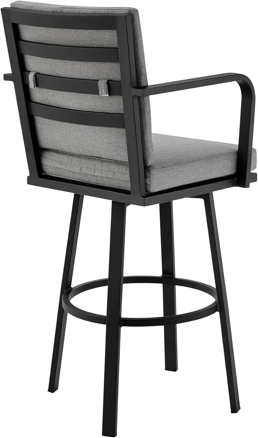 image:imageDon 30 Outdoor Patio Swivel Bar Stool in Brown Aluminum with CushionsBlack Aluminum