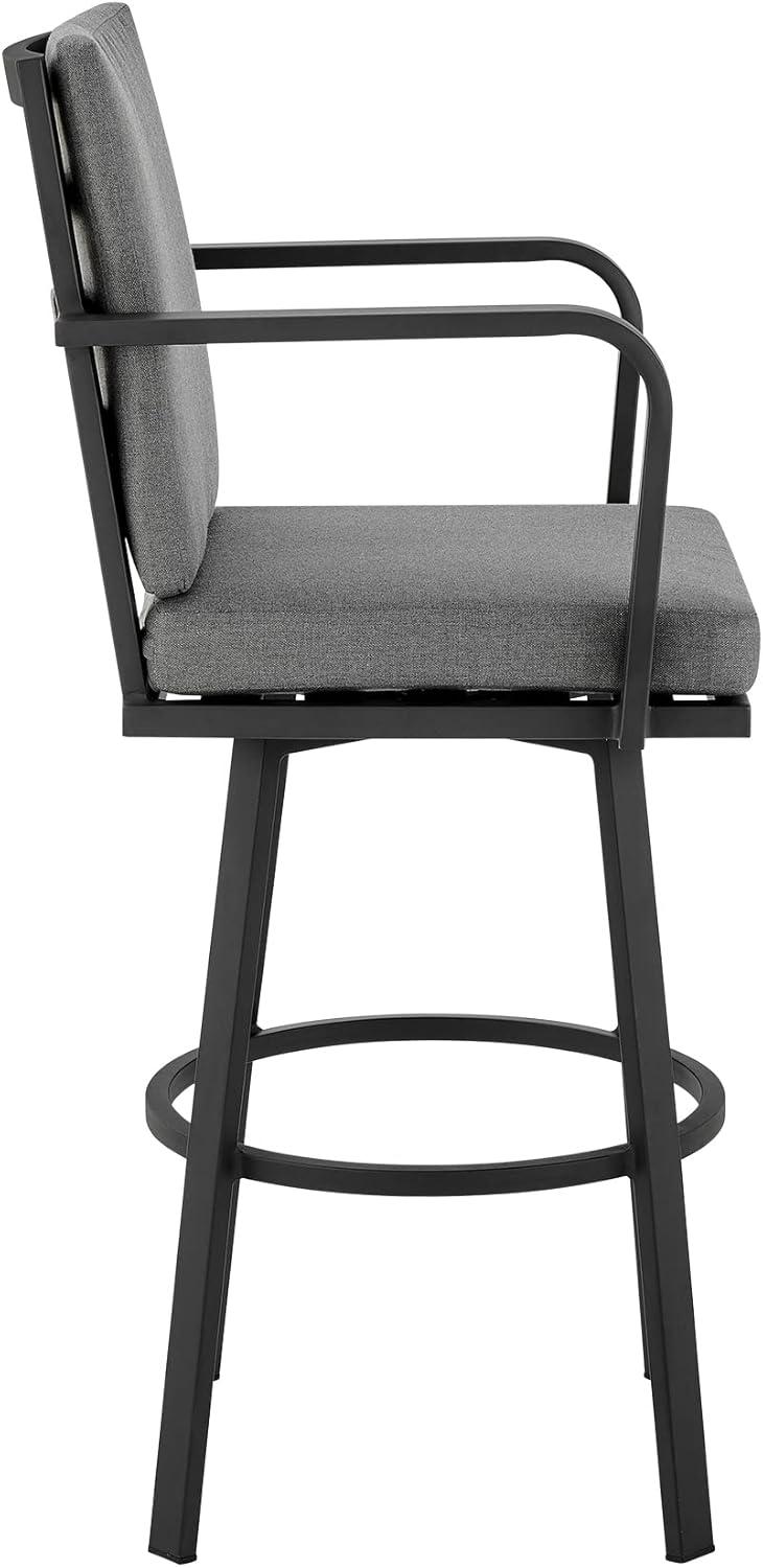 image:imageDon 30 Outdoor Patio Swivel Bar Stool in Brown Aluminum with CushionsBlack Aluminum