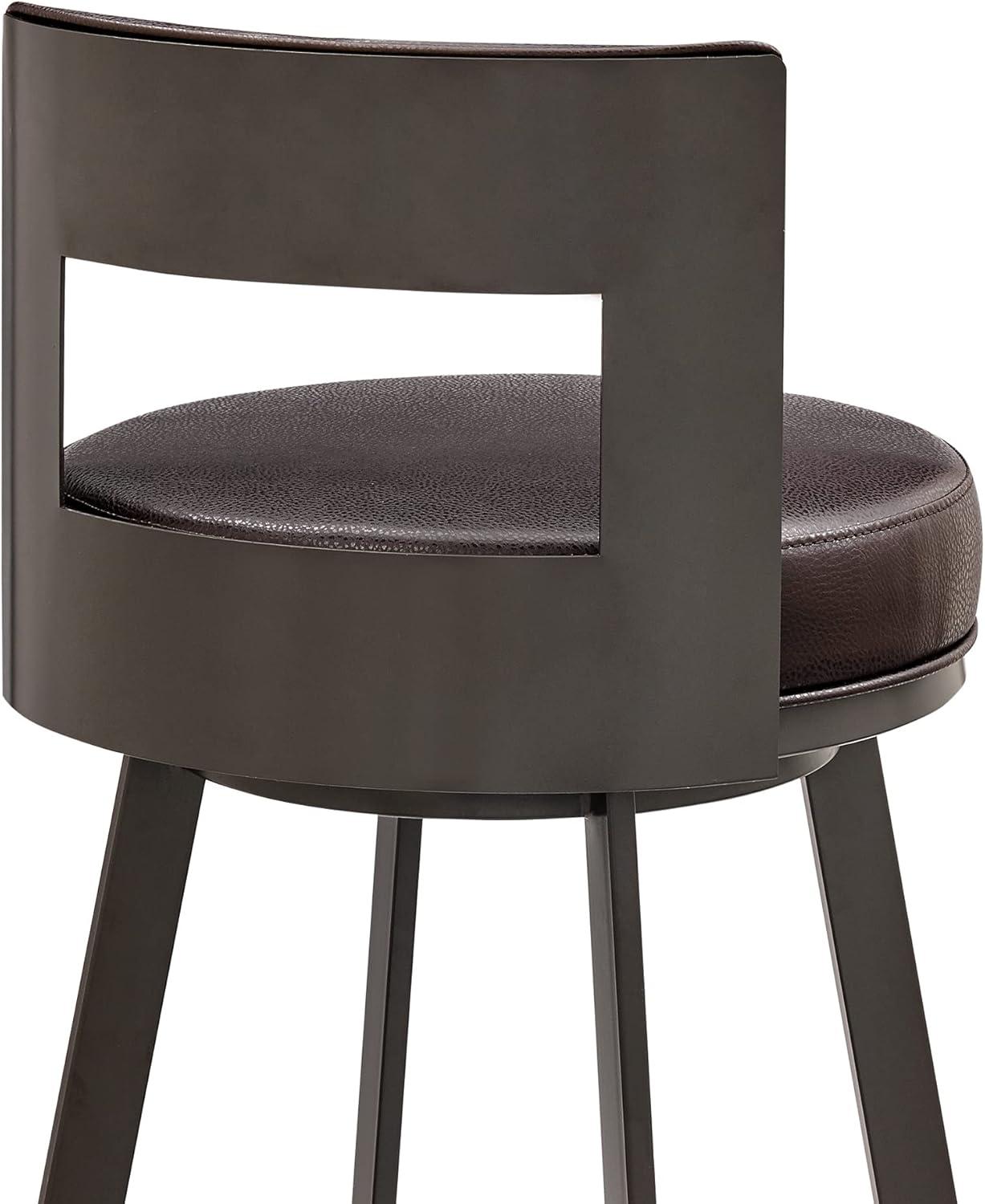 image:imageFlynn Swivel Counter Stool in Brushed Stainless Steel with White Faux LeatherBrown