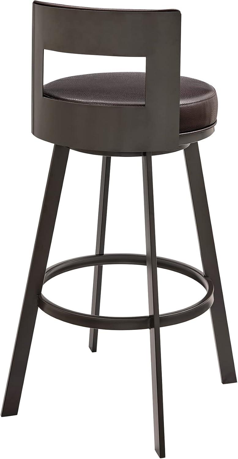 image:imageFlynn Swivel Counter Stool in Brushed Stainless Steel with White Faux LeatherBrown