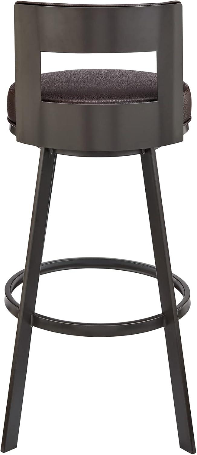 image:imageFlynn Swivel Counter Stool in Brushed Stainless Steel with White Faux LeatherBrown