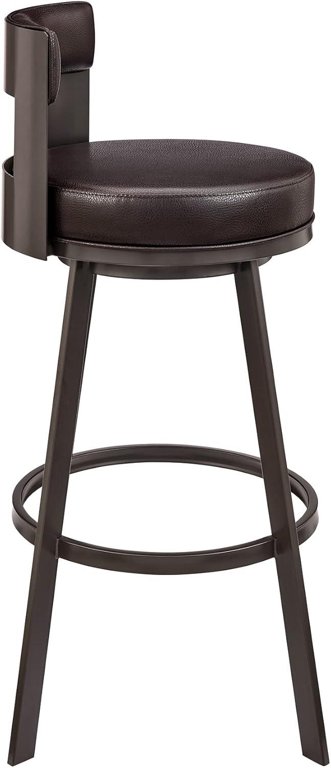 image:imageFlynn Swivel Counter Stool in Brushed Stainless Steel with White Faux LeatherBrown